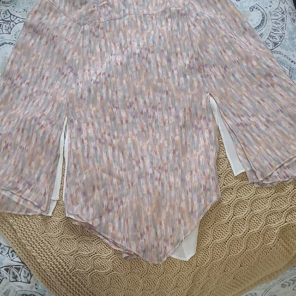 Vintage Grace Dane Lewis Silk Watercolor Handkerchief Hem Skirt - Size 14 - Picture 4 of 9